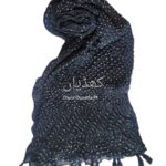 Black Chunri Dupatta in Pure Lawn with Hand Knotted Chunri Texture with Tassels